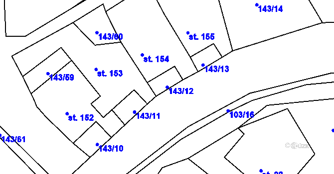 Parcela st. 143/12 v KÚ Chlum u Hlinska, Katastrální mapa