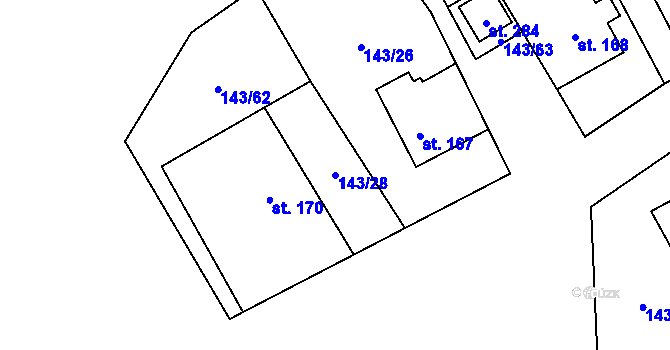 Parcela st. 143/28 v KÚ Chlum u Hlinska, Katastrální mapa