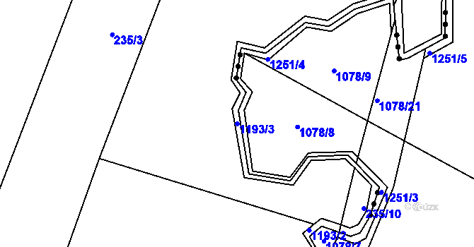 Parcela st. 1193/3 v KÚ Chlum u Hlinska, Katastrální mapa