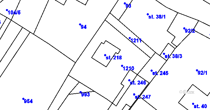 Parcela st. 218 v KÚ Chlum u Hlinska, Katastrální mapa