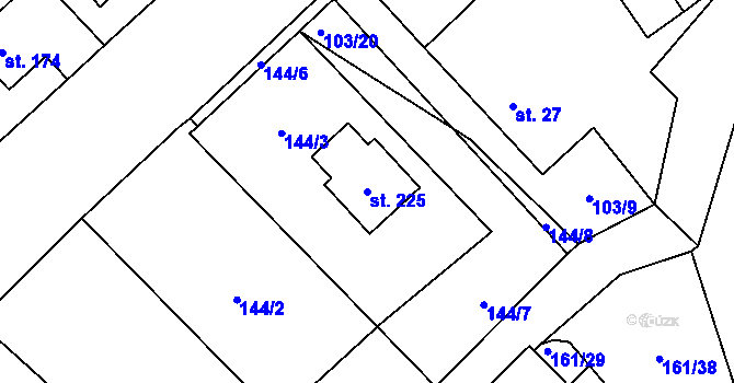 Parcela st. 225 v KÚ Chlum u Hlinska, Katastrální mapa