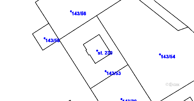 Parcela st. 230 v KÚ Chlum u Hlinska, Katastrální mapa