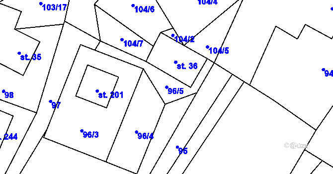 Parcela st. 96/5 v KÚ Chlum u Hlinska, Katastrální mapa