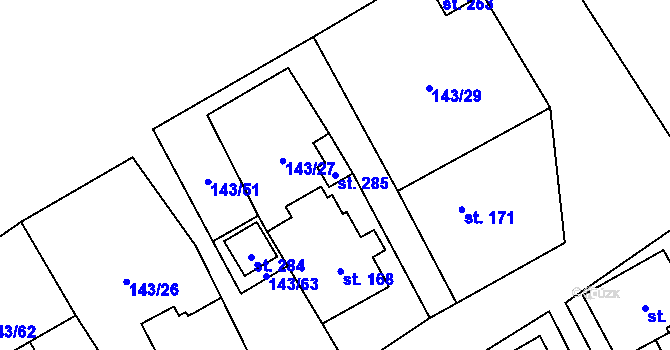 Parcela st. 285 v KÚ Chlum u Hlinska, Katastrální mapa