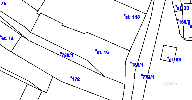 Parcela st. 16 v KÚ Chlum u Hořic, Katastrální mapa