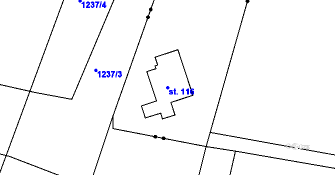 Parcela st. 116 v KÚ Chlum u Hořic, Katastrální mapa
