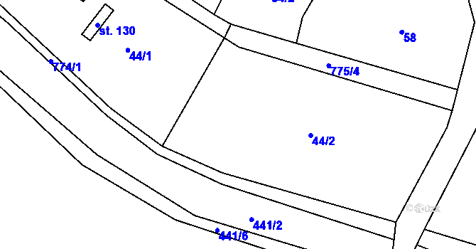 Parcela st. 44 v KÚ Chlum u Hořic, Katastrální mapa