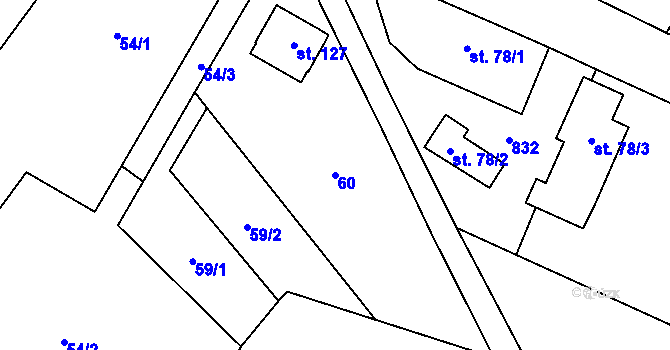Parcela st. 60 v KÚ Chlum u Hořic, Katastrální mapa