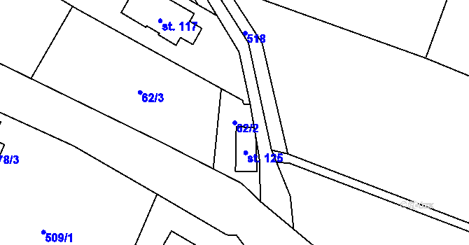 Parcela st. 62/2 v KÚ Chlum u Hořic, Katastrální mapa