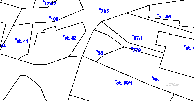 Parcela st. 98 v KÚ Chlum u Hořic, Katastrální mapa