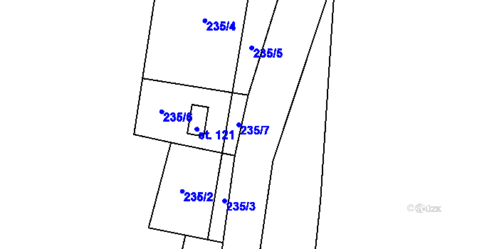Parcela st. 235/7 v KÚ Chlum u Hořic, Katastrální mapa