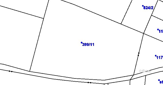 Parcela st. 399/11 v KÚ Chlum u Hořic, Katastrální mapa