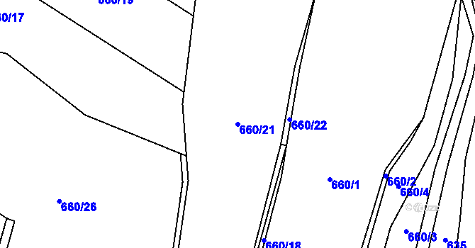 Parcela st. 660/21 v KÚ Chlum u Hořic, Katastrální mapa