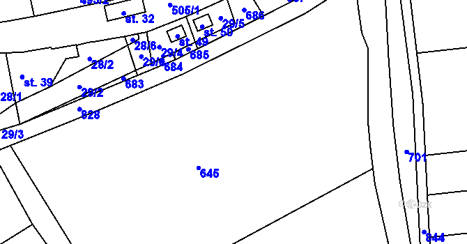 Parcela st. 34/1 v KÚ Babolky, Katastrální mapa