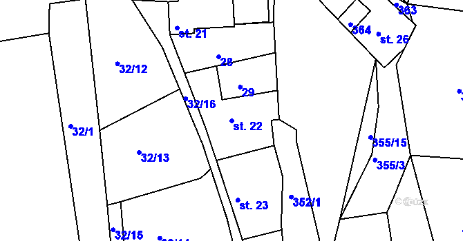Parcela st. 22 v KÚ Chlum u Letovic, Katastrální mapa