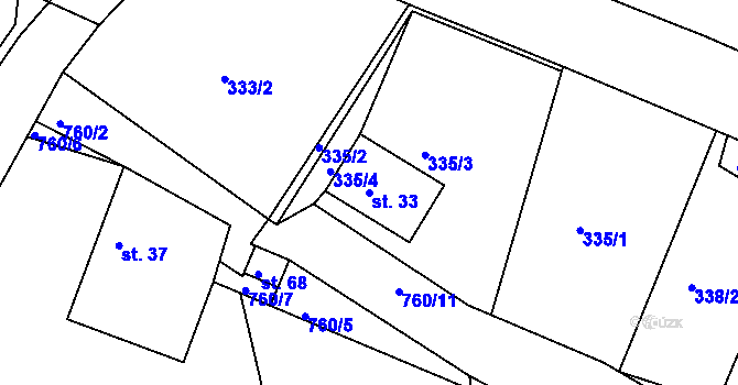 Parcela st. 33 v KÚ Chlum u Letovic, Katastrální mapa