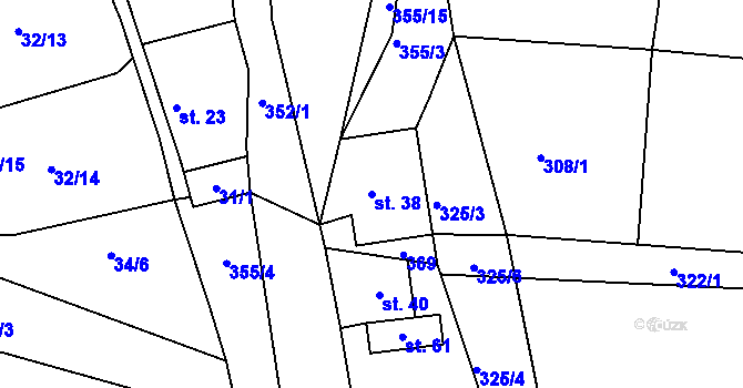 Parcela st. 38 v KÚ Chlum u Letovic, Katastrální mapa
