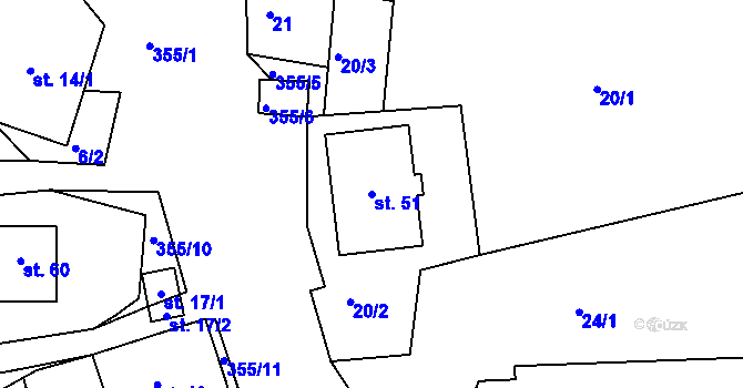 Parcela st. 51 v KÚ Chlum u Letovic, Katastrální mapa