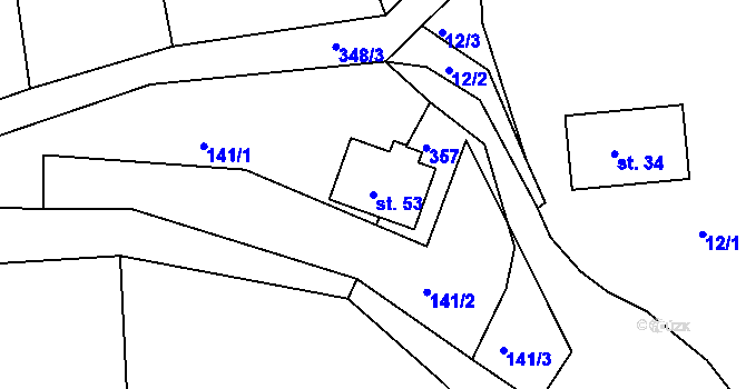 Parcela st. 53 v KÚ Chlum u Letovic, Katastrální mapa