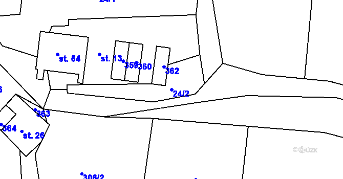 Parcela st. 24/2 v KÚ Chlum u Letovic, Katastrální mapa