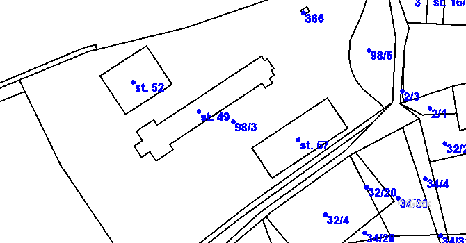 Parcela st. 98/3 v KÚ Chlum u Letovic, Katastrální mapa