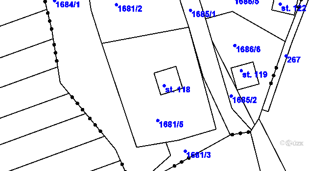 Parcela st. 118 v KÚ Chlum nad Jihlavou, Katastrální mapa