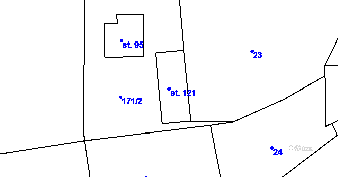 Parcela st. 121 v KÚ Chlum nad Jihlavou, Katastrální mapa