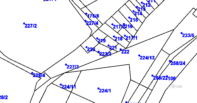 Parcela st. 223/2 v KÚ Chlum nad Jihlavou, Katastrální mapa