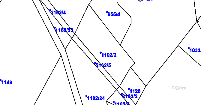 Parcela st. 1102/2 v KÚ Chlum nad Jihlavou, Katastrální mapa