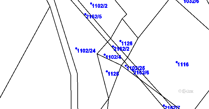 Parcela st. 1102/4 v KÚ Chlum nad Jihlavou, Katastrální mapa