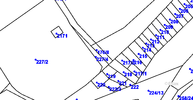 Parcela st. 176/8 v KÚ Chlum nad Jihlavou, Katastrální mapa