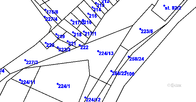 Parcela st. 224/13 v KÚ Chlum nad Jihlavou, Katastrální mapa