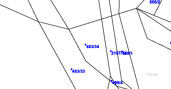 Parcela st. 483/34 v KÚ Chlum nad Jihlavou, Katastrální mapa