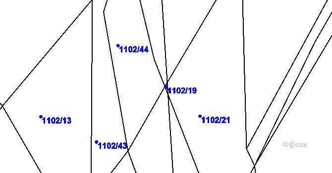Parcela st. 1102/19 v KÚ Chlum nad Jihlavou, Katastrální mapa
