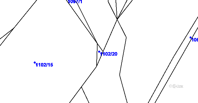 Parcela st. 1102/20 v KÚ Chlum nad Jihlavou, Katastrální mapa