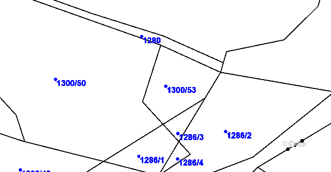 Parcela st. 1300/53 v KÚ Chlum nad Jihlavou, Katastrální mapa