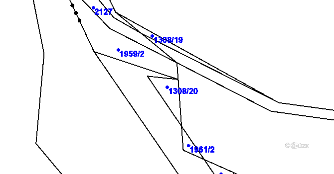 Parcela st. 1308/20 v KÚ Chlum nad Jihlavou, Katastrální mapa