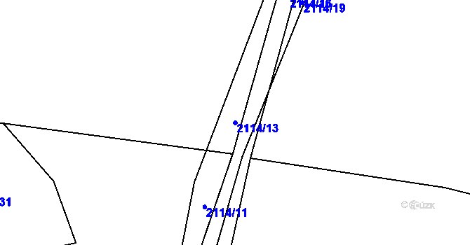 Parcela st. 2114/13 v KÚ Chlum nad Jihlavou, Katastrální mapa