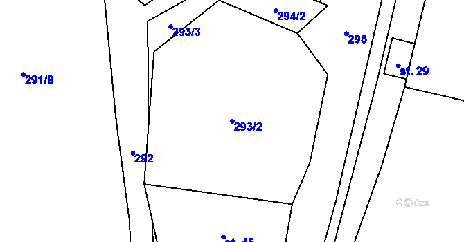 Parcela st. 293/2 v KÚ Chlum, Katastrální mapa