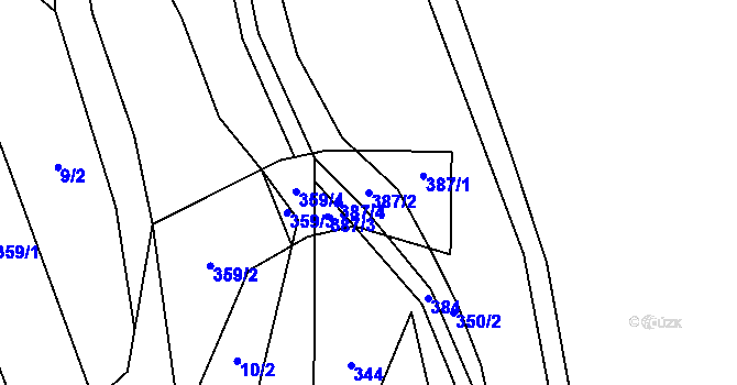 Parcela st. 387/2 v KÚ Chlum, Katastrální mapa