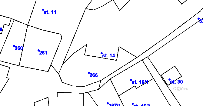Parcela st. 14 v KÚ Chlum, Katastrální mapa