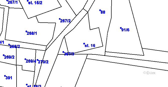 Parcela st. 16 v KÚ Chlum, Katastrální mapa