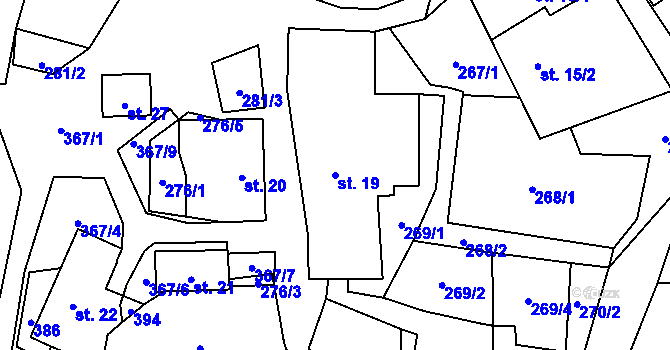 Parcela st. 19 v KÚ Chlum, Katastrální mapa