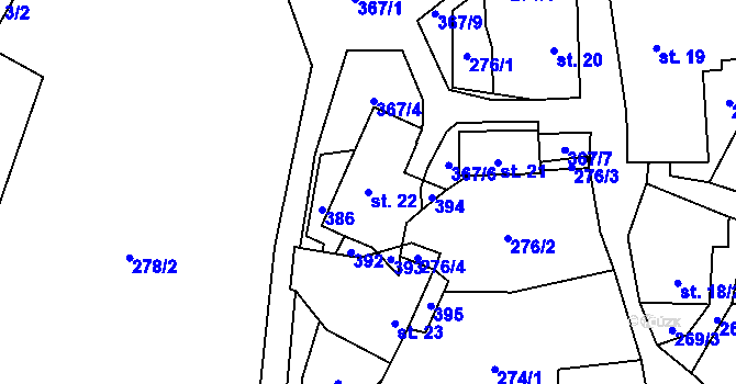 Parcela st. 22 v KÚ Chlum, Katastrální mapa