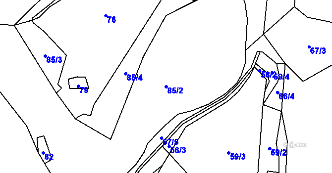 Parcela st. 85/2 v KÚ Chlum, Katastrální mapa