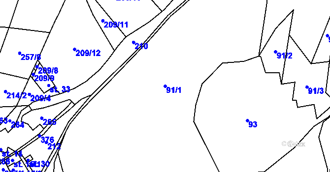 Parcela st. 91/1 v KÚ Chlum, Katastrální mapa