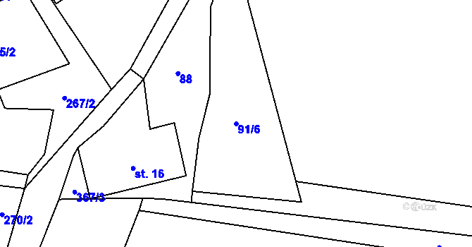 Parcela st. 91/6 v KÚ Chlum, Katastrální mapa