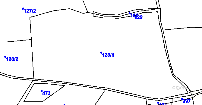 Parcela st. 128/1 v KÚ Chlum, Katastrální mapa