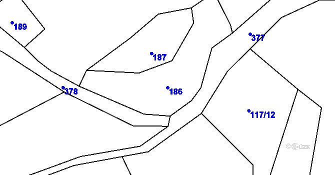Parcela st. 186 v KÚ Chlum, Katastrální mapa