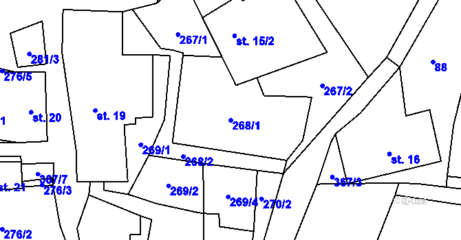 Parcela st. 268/1 v KÚ Chlum, Katastrální mapa